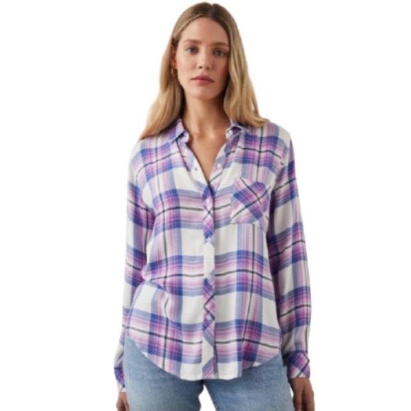 RAILS Hunter Button Down in White Denim Berry - Picture 1 of 13